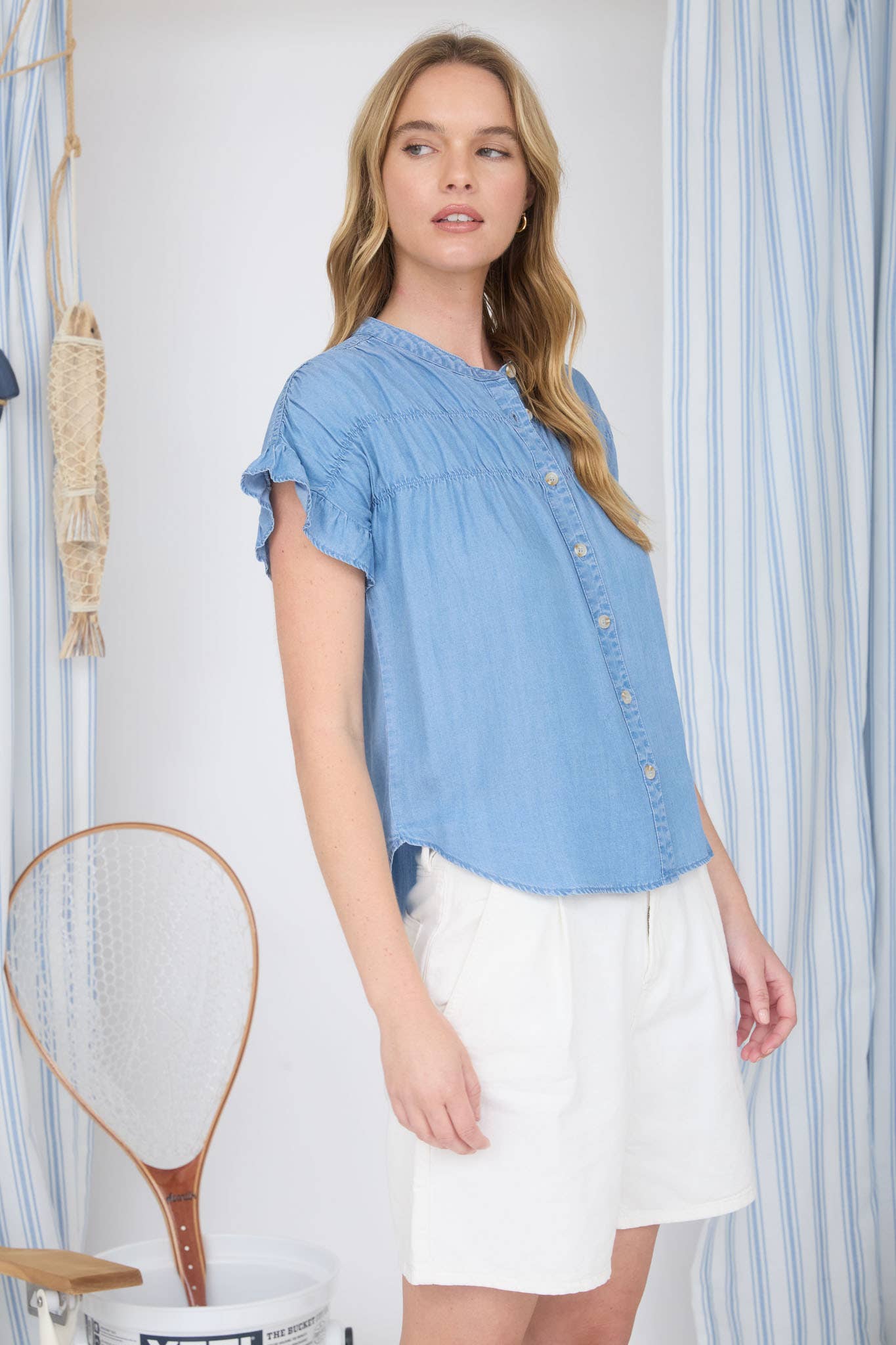 Chambray Days Ruffle Top