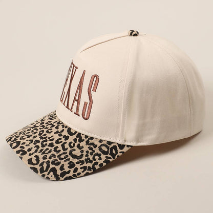 TEXAS Embroidery Leopard Two-Tone Trucker Hat: Leopard - Brown / ONE SIZE