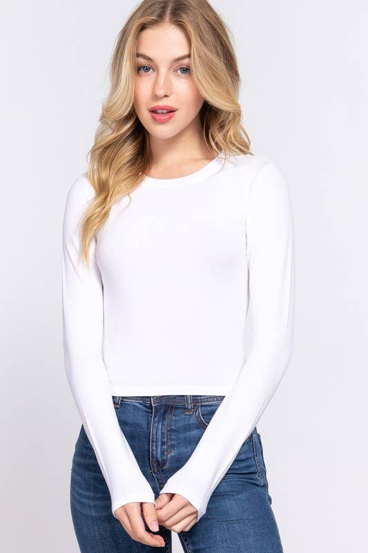 Classic White Crew Neck Crop Top