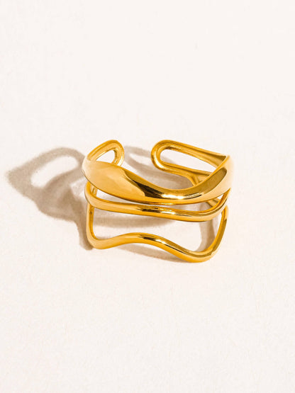 Twist & Slay 18K Gold Non-Tarnish Abstract Ring: Yellow Gold