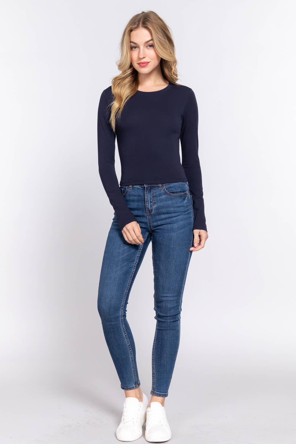 Classic Black Crew Neck Crop Top