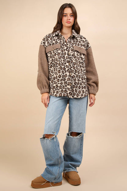 Leopard Oversized Fleece Jacket