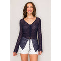 Front Flyaway Long Sleeve Top: Navy