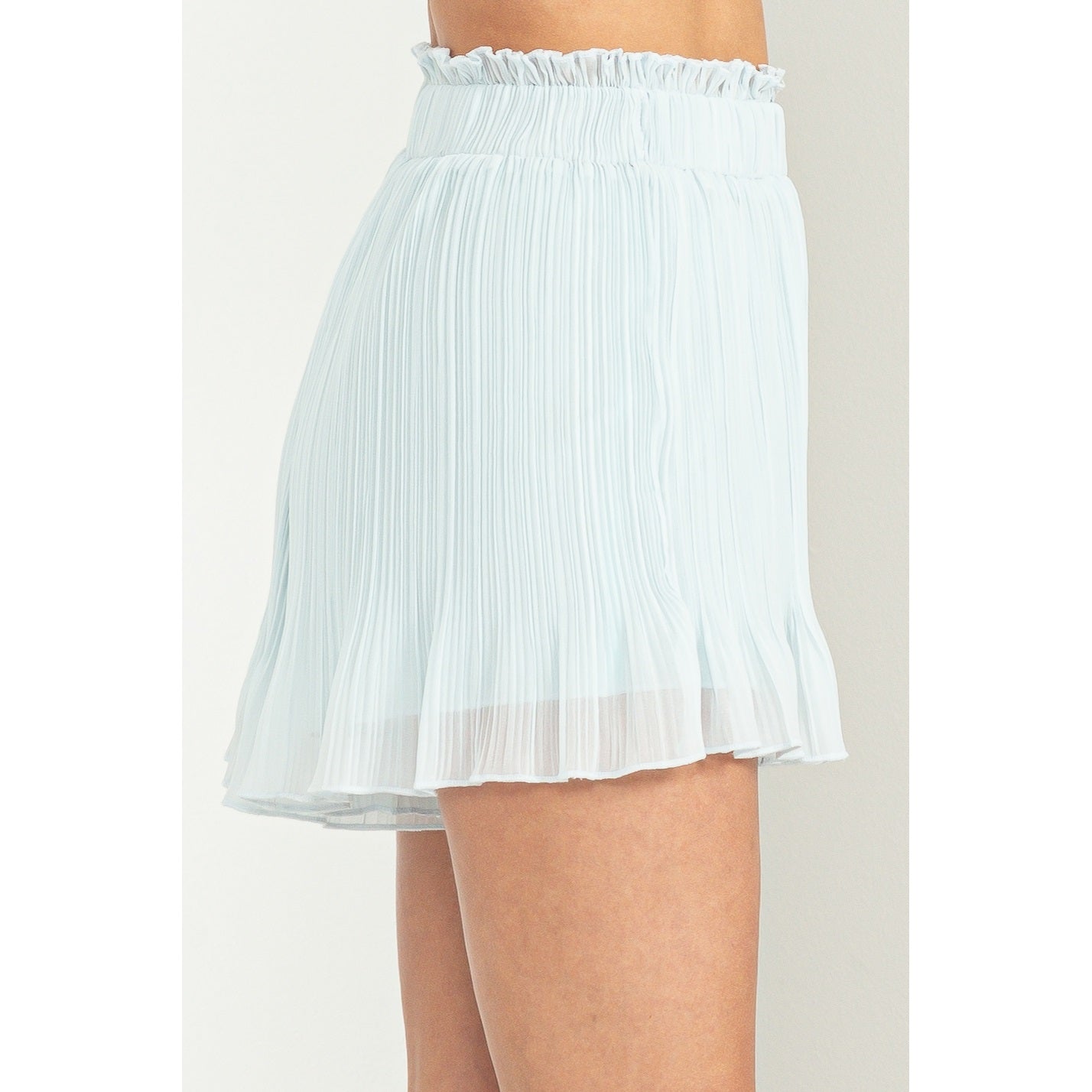 Baby Blue PLEATED High-Waist Shorts