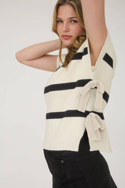 Striped Side Tie Knit Vest