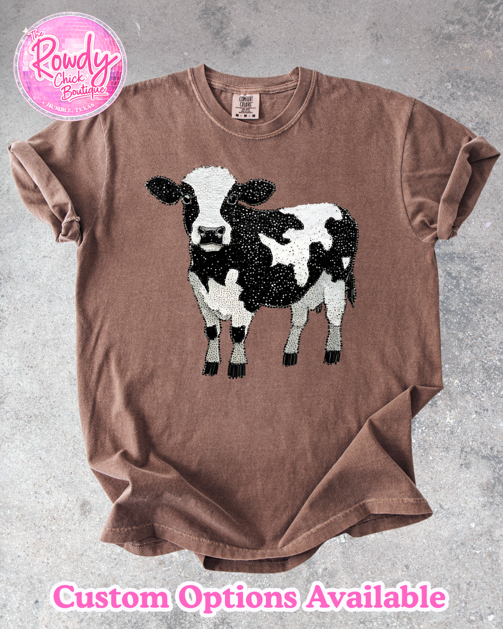 Cow "faux Rhinestone" Rowdy Tee