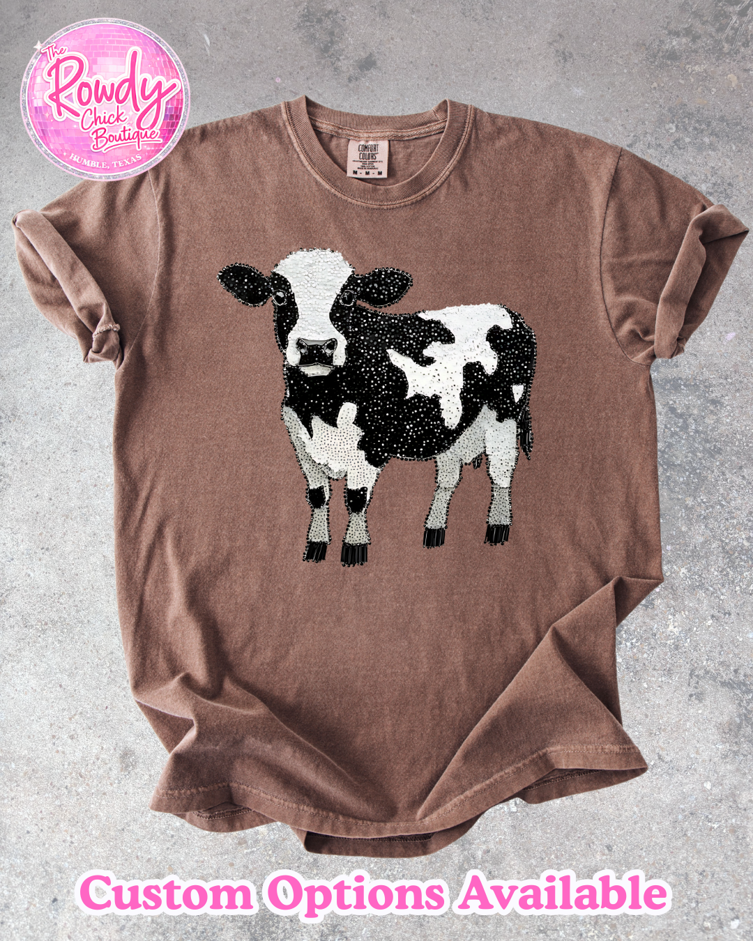 Cow "faux Rhinestone" Rowdy Tee