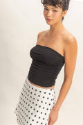 Ruched Bandeau Top: BLACK