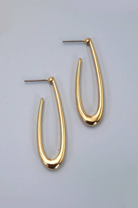 LONG TEAR DROP HOOP EARRINGS: GOLD