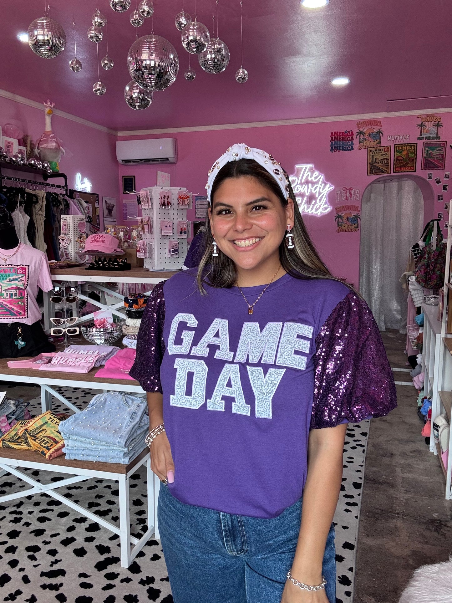 Game Day Sequin Blouse: Purple