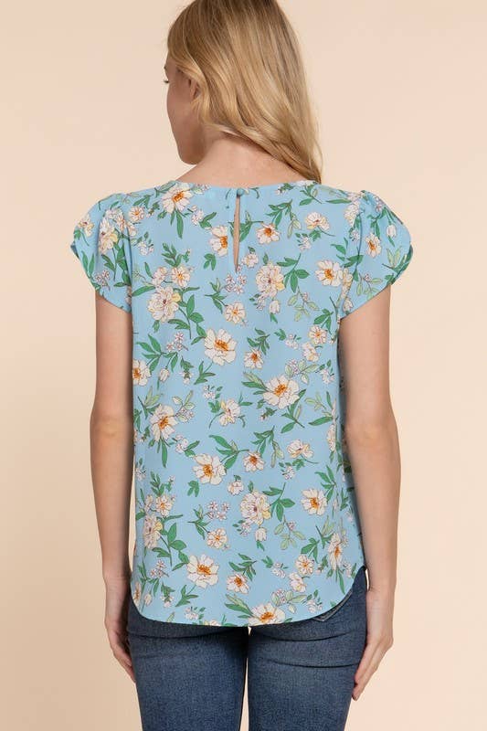 Short Sleeve Floral Print Blouse