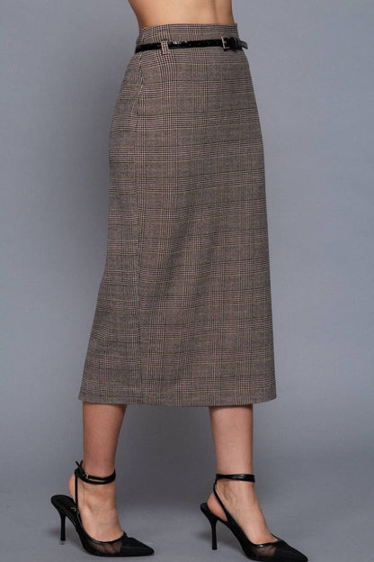 The Uptown Plaid Midi Skirt