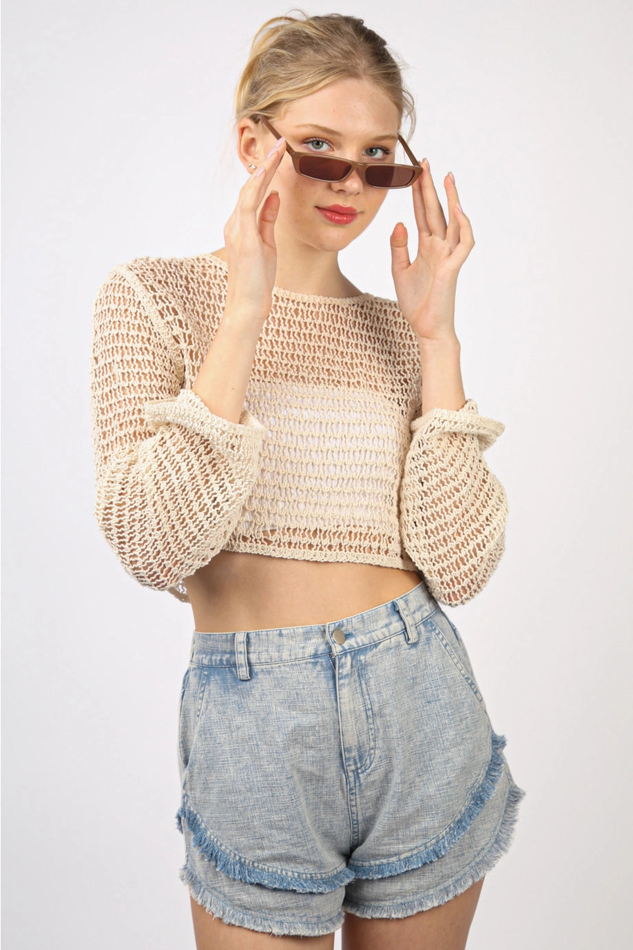 SALE: Fringe Denim Shorts - DENIM BLUE