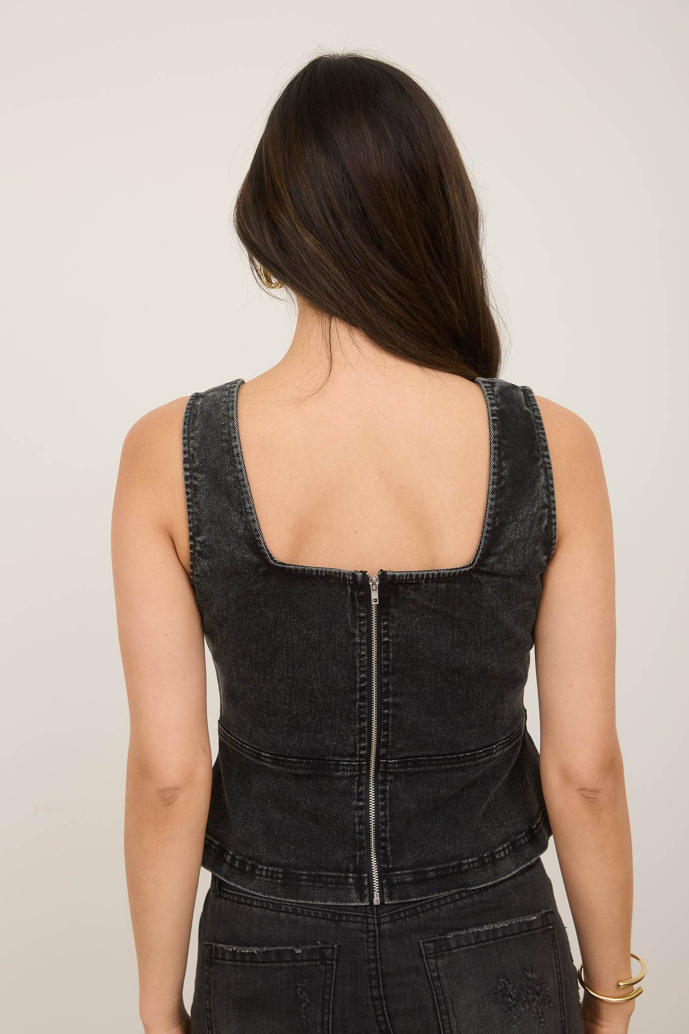 Lace up Denim Top