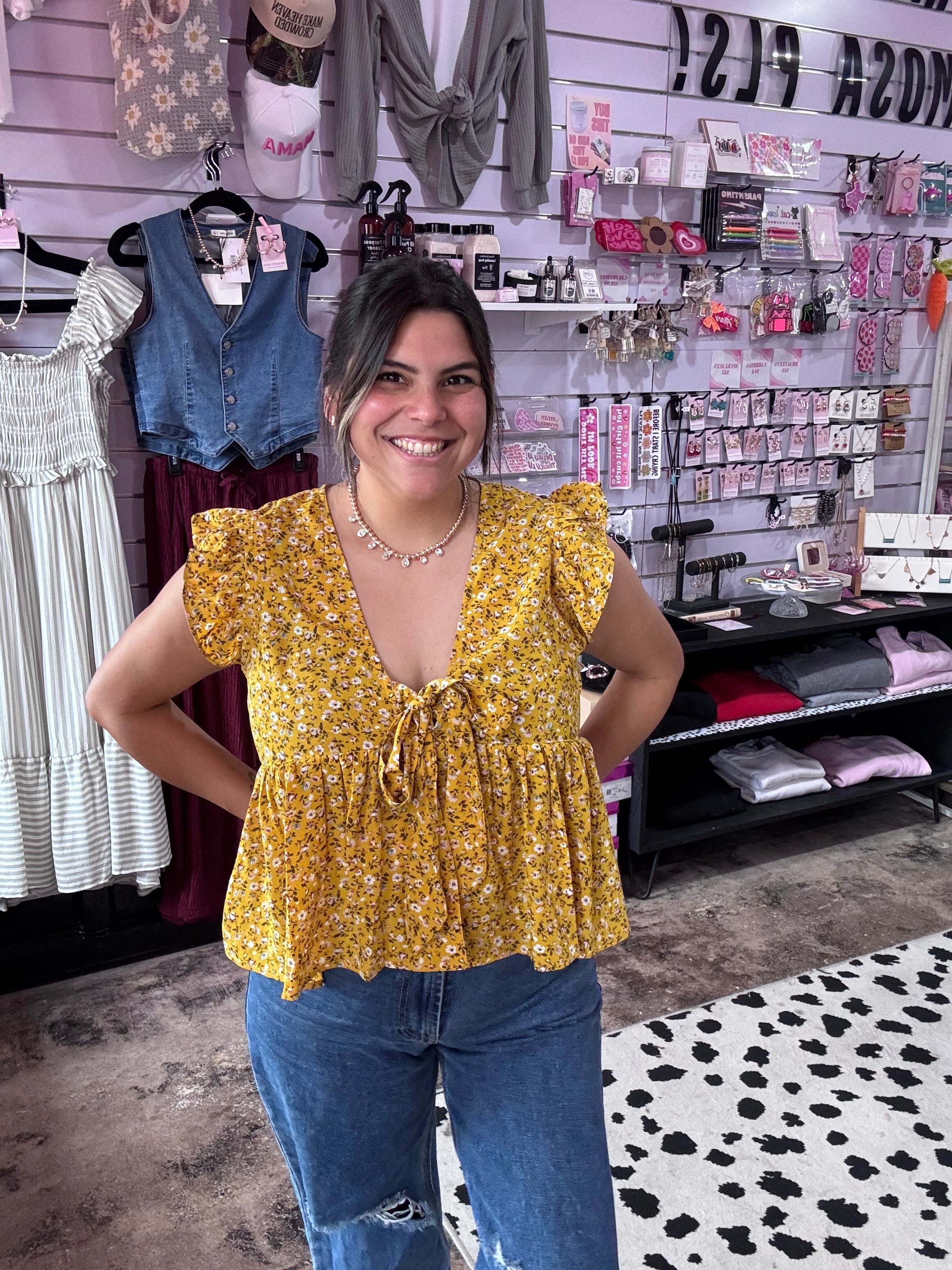 Floral Front Tie Top