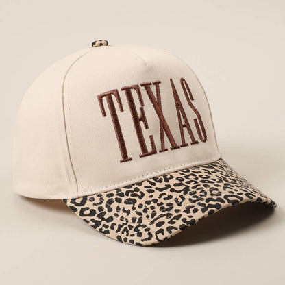 TEXAS Embroidery Leopard Two-Tone Trucker Hat: Leopard - Brown / ONE SIZE