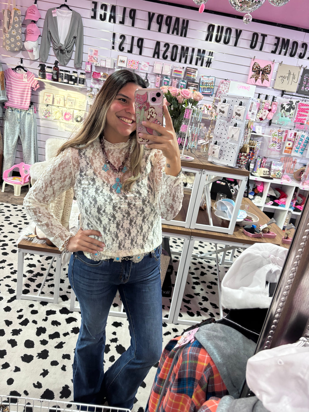 Sweet lace Mock Neck