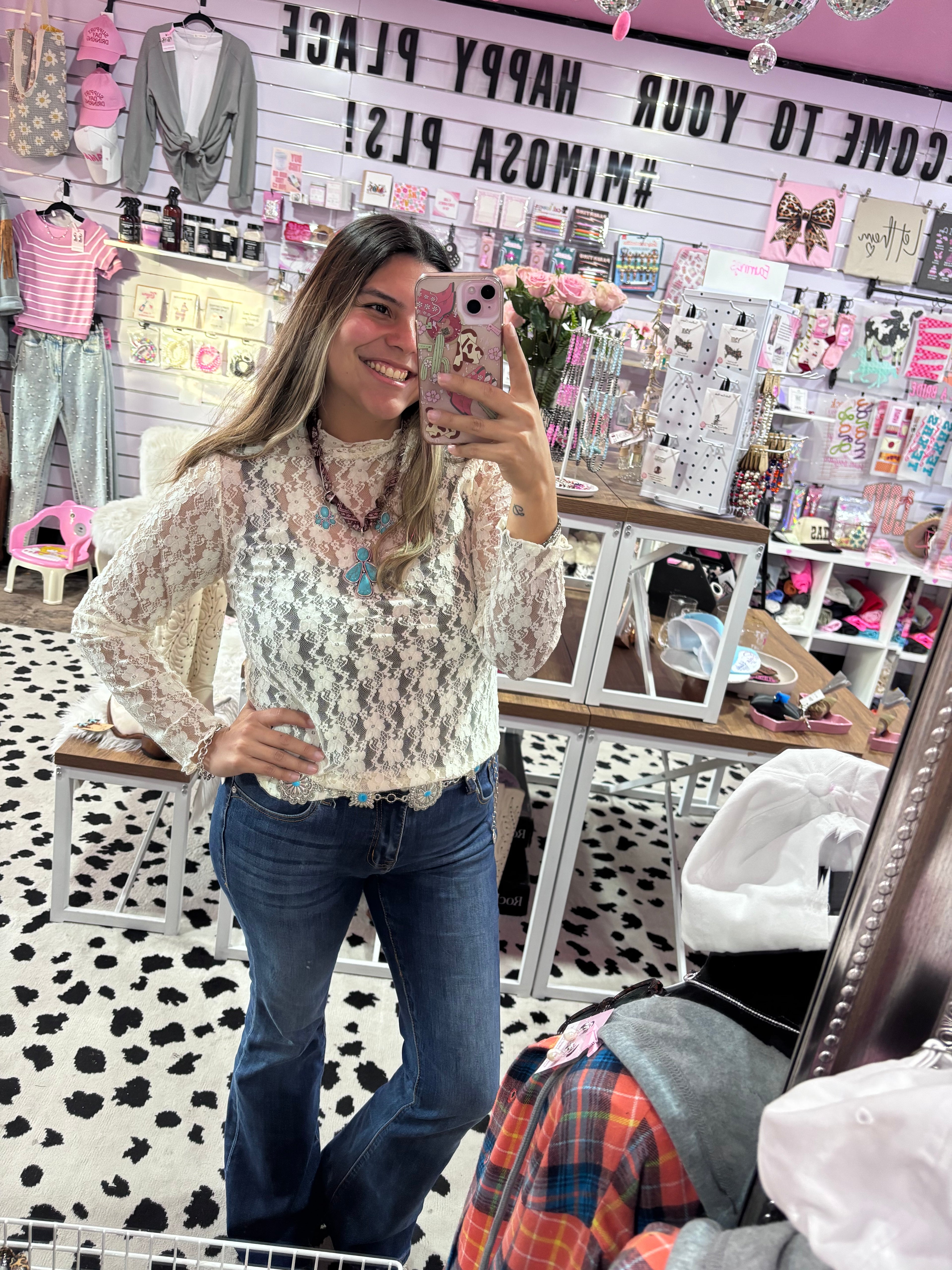 Sweet lace Mock Neck