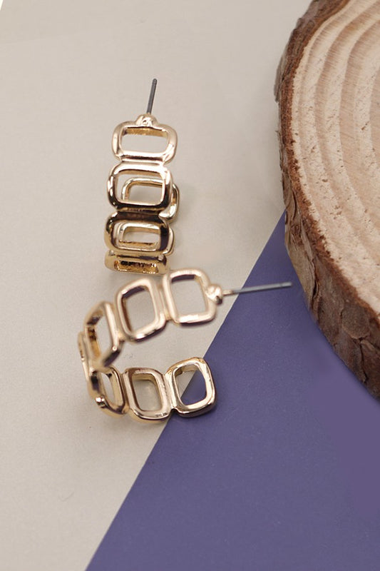 Square Link Hoop Earring