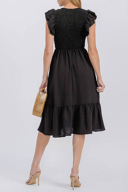 Back in Black Smocked Midi