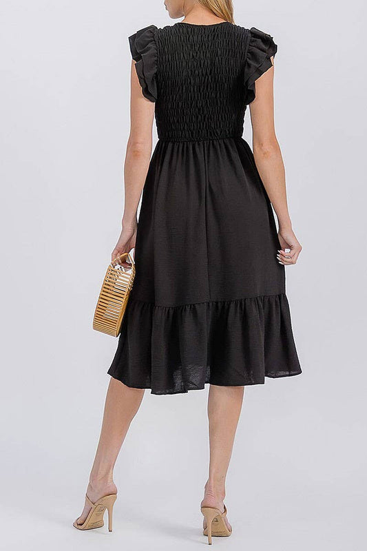 Back in Black Smocked Midi