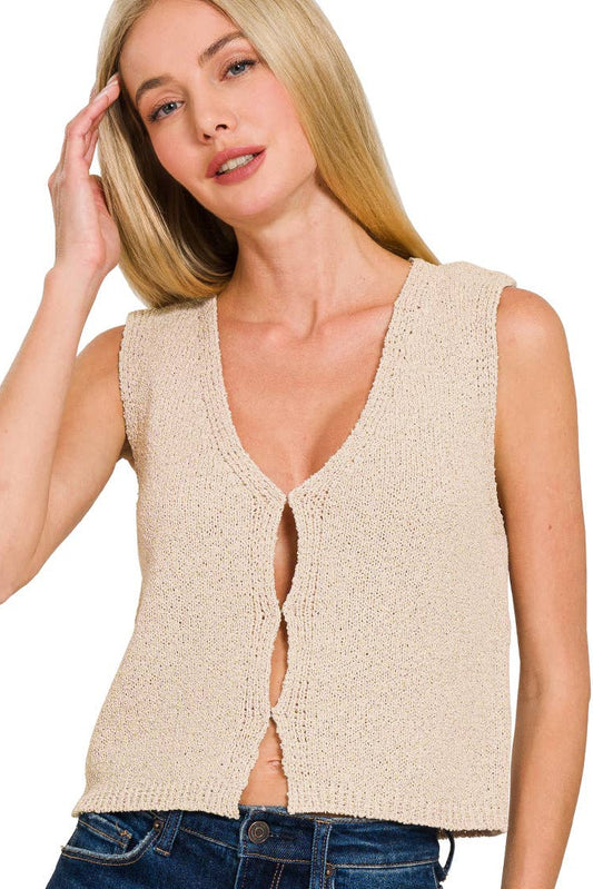 Hook &amp; Eye Sweater Vest – Sand Beige