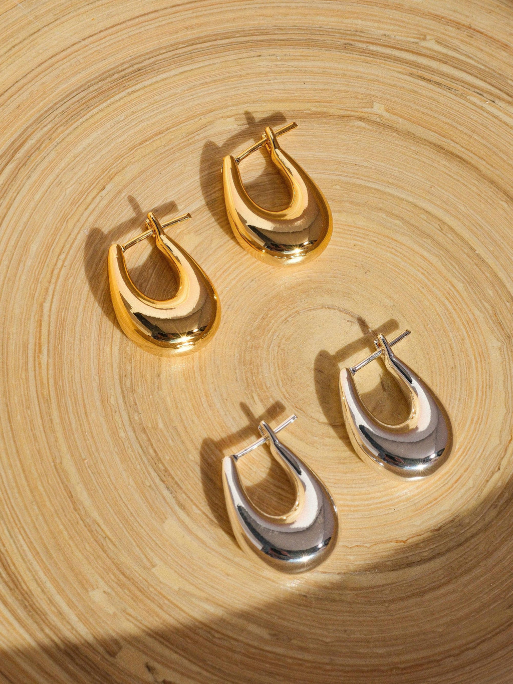 Main Chick Hoops 18K Classic Droplet Hoop Earring: Silver