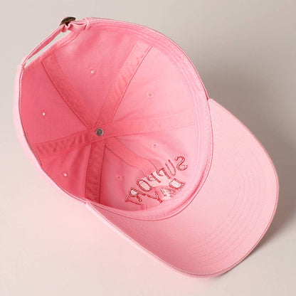 Support Day Drinking Embroidered Baseball Cap: LIGHT PINK / ONE SIZE