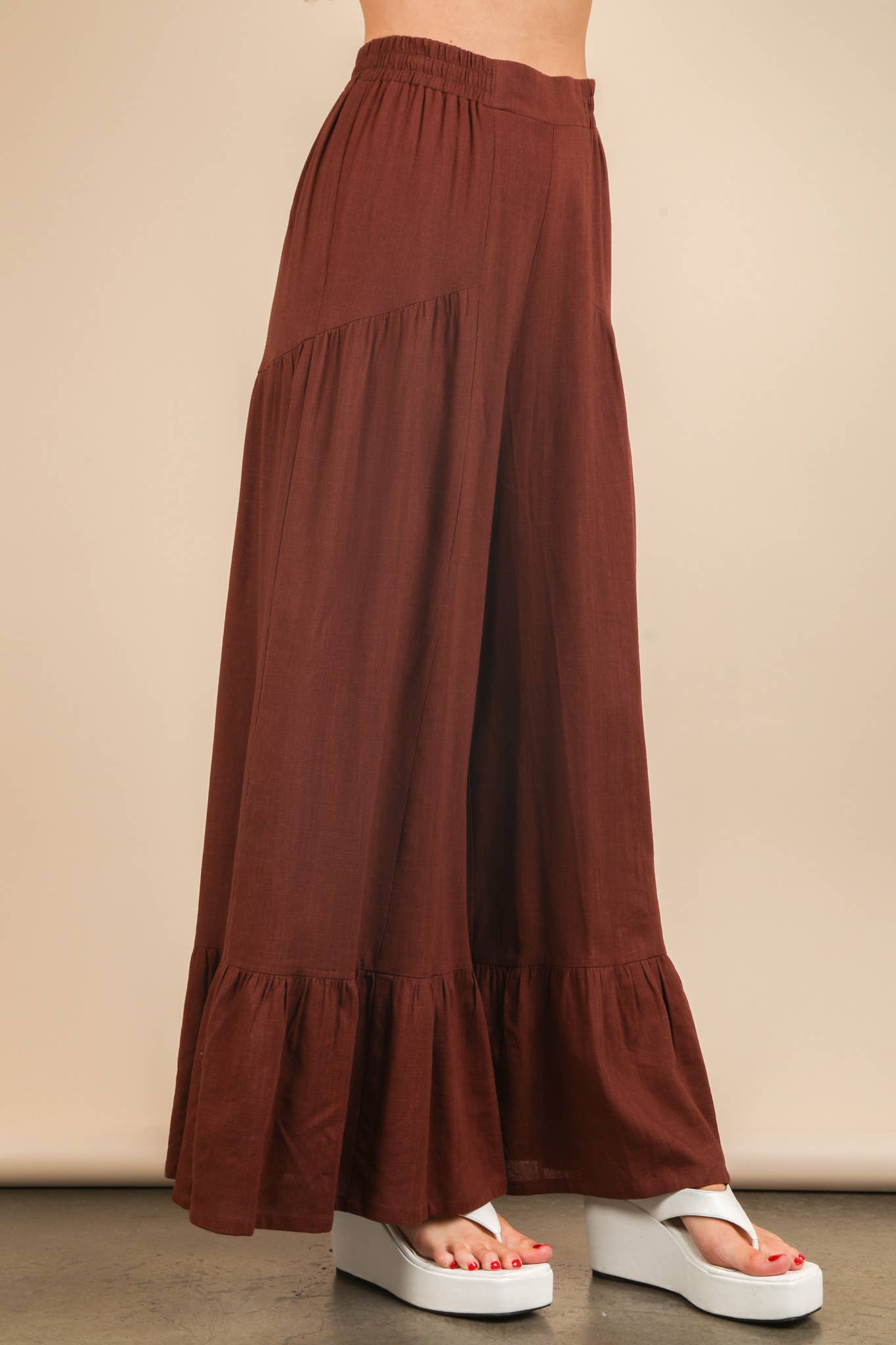 Mocha Moods Ruffle Pants