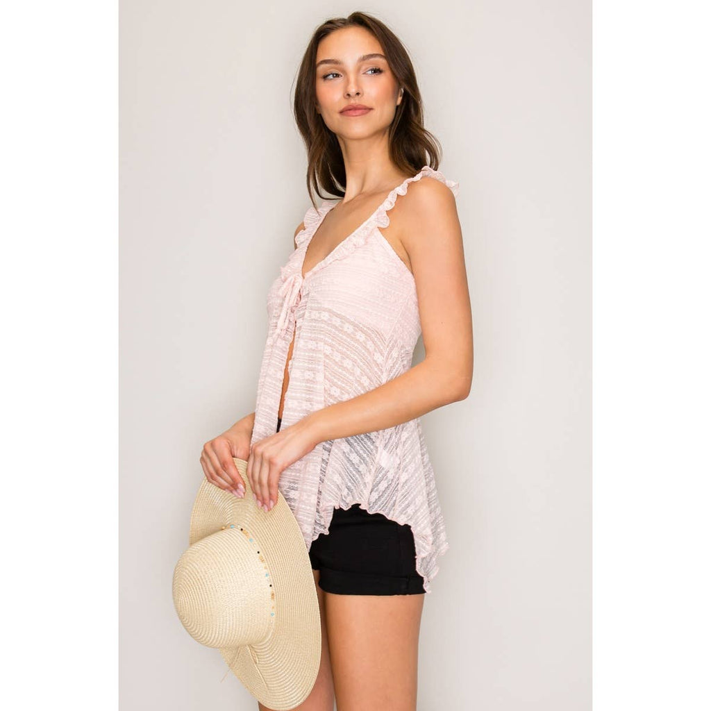 Ruffled Babydoll Flyaway Top: Brushed Pink
