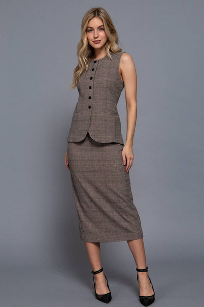 Uptown Button-Down Plaid Top
