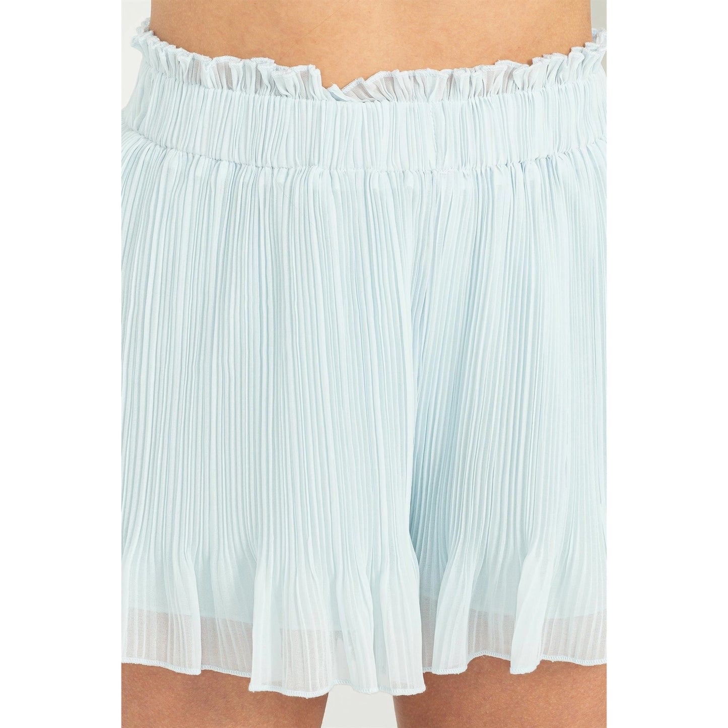 Baby Blue PLEATED High-Waist Shorts