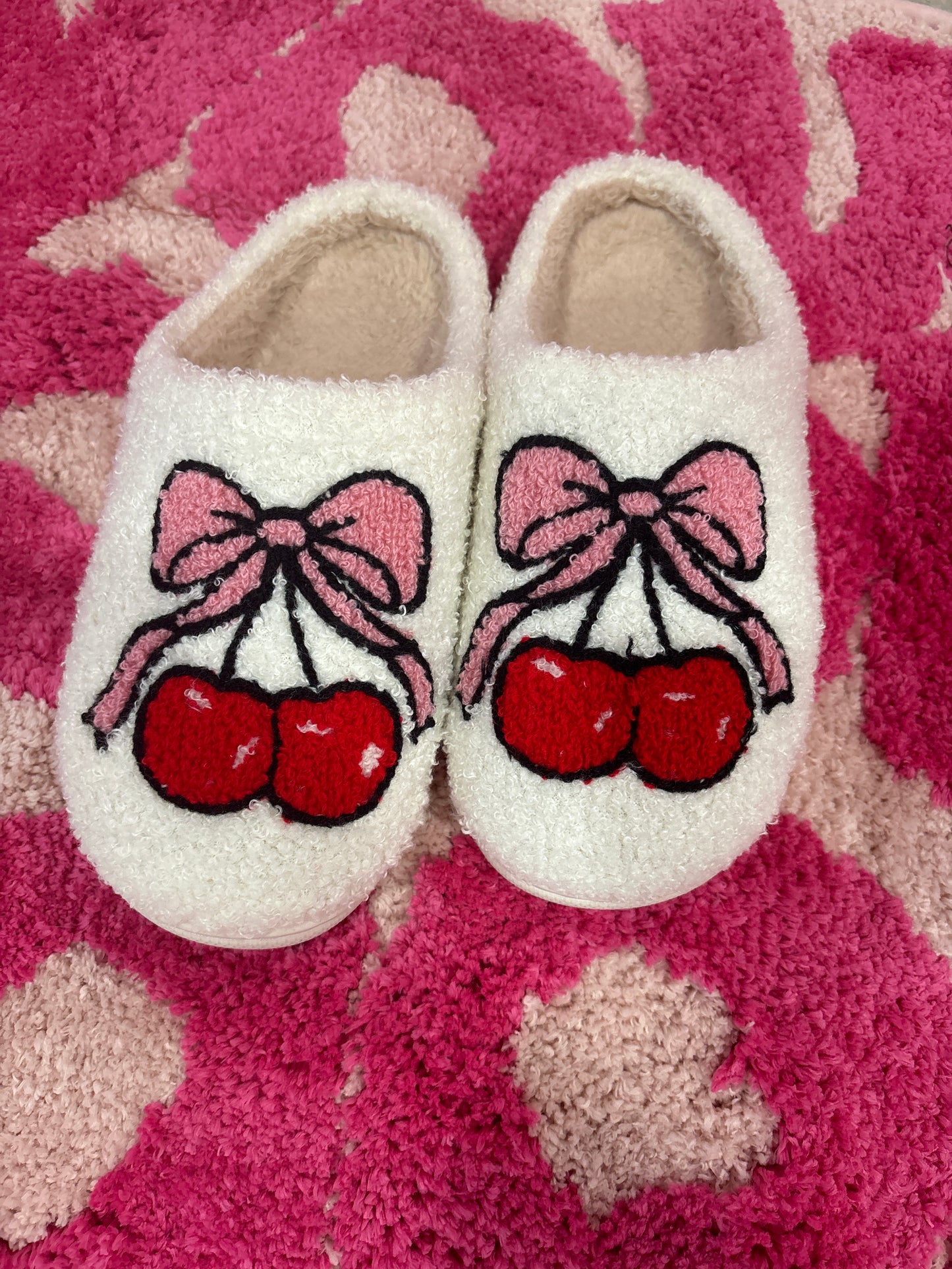 Cherry bow slippers