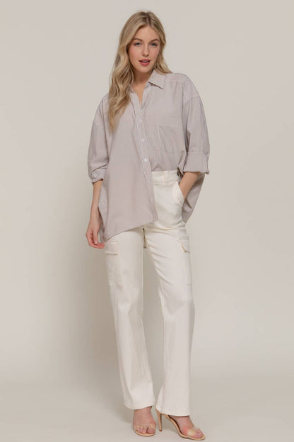 Striped Oversized Button Down Shirt