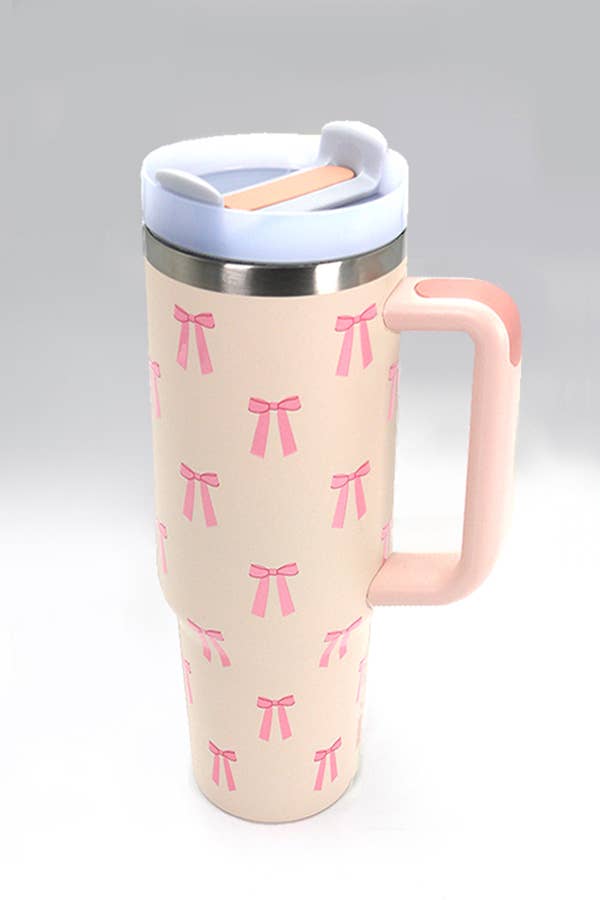 40oz STAINLESS STEEL TUMBLER BOW : Pink Bow