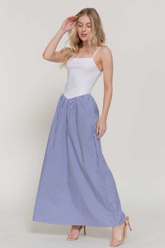 Striped Long Dress with Contrasting Cami Top