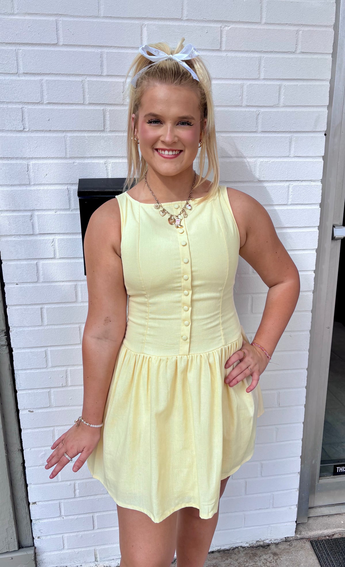 Boat Neck Linen Mini Dress: Butter Yellow The Rowdy Chick Boat Neck Linen Mini Dress: Butter Yellow The Rowdy Chick