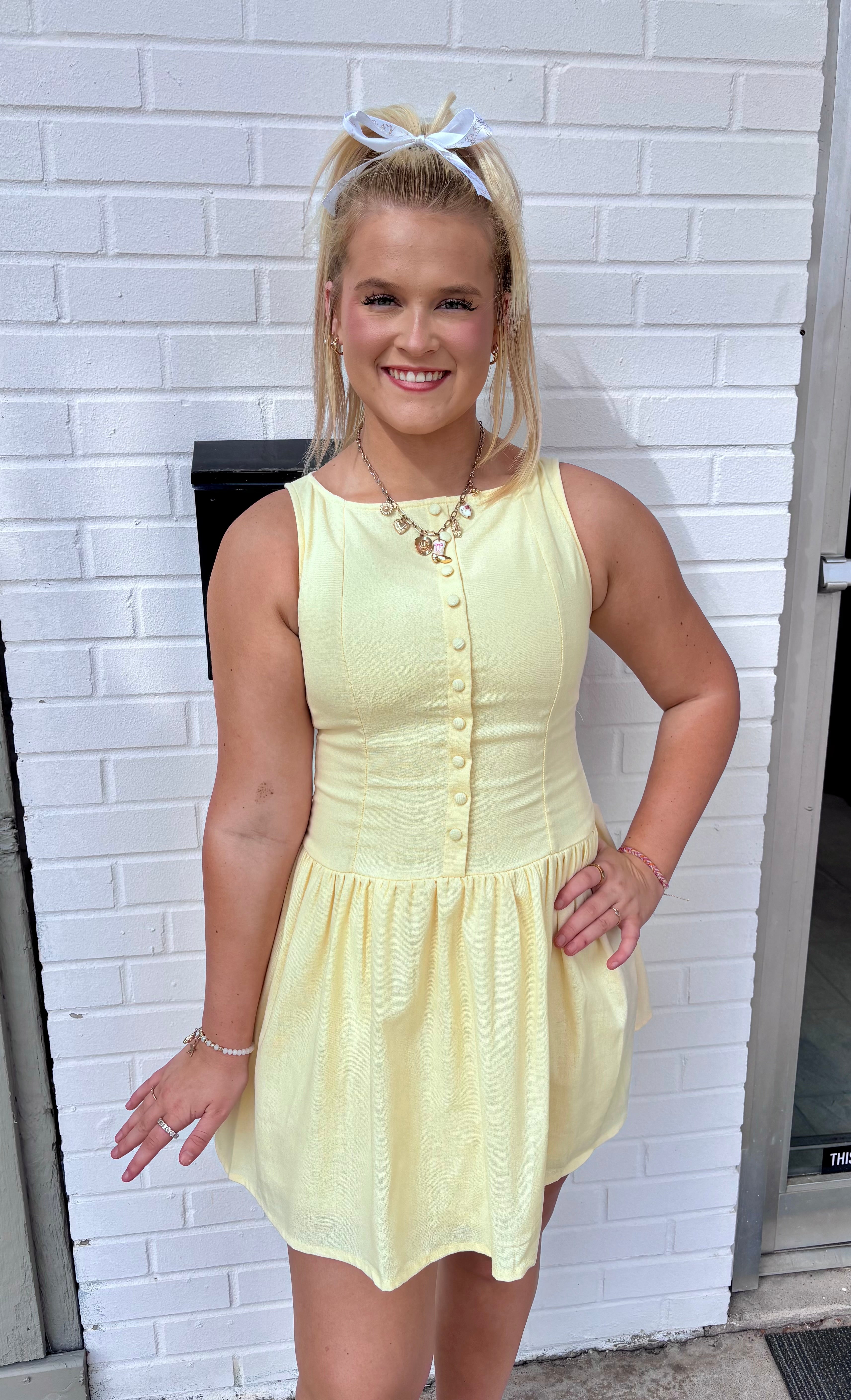 Boat Neck Linen Mini Dress: Butter Yellow – The Rowdy Chick