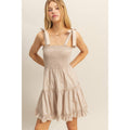 Poplin Self-Tie Straps Tiered Mini Dress