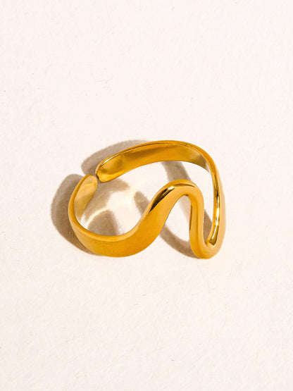 Golden Attitude 18K Gold Non-Tarnish Abstract Thin Ring