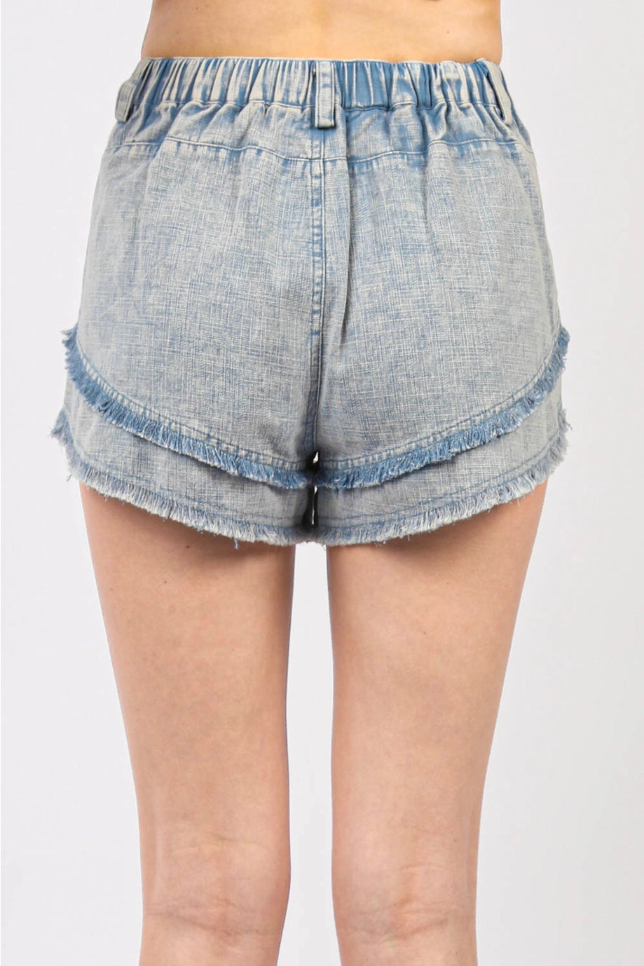 SALE: Fringe Denim Shorts - DENIM BLUE
