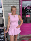 Boat Neck Mini Dress: PINK