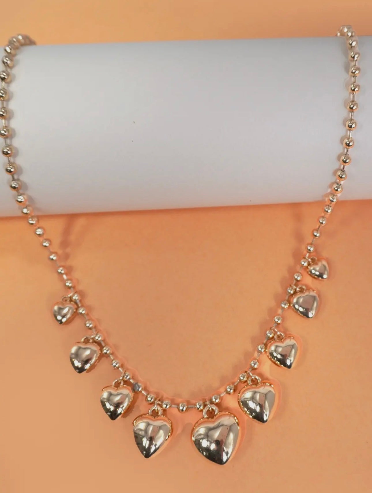 Puff chunky heart necklace