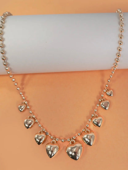 Puff chunky heart necklace