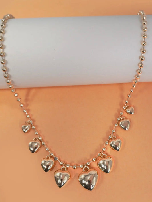 Puff chunky heart necklace