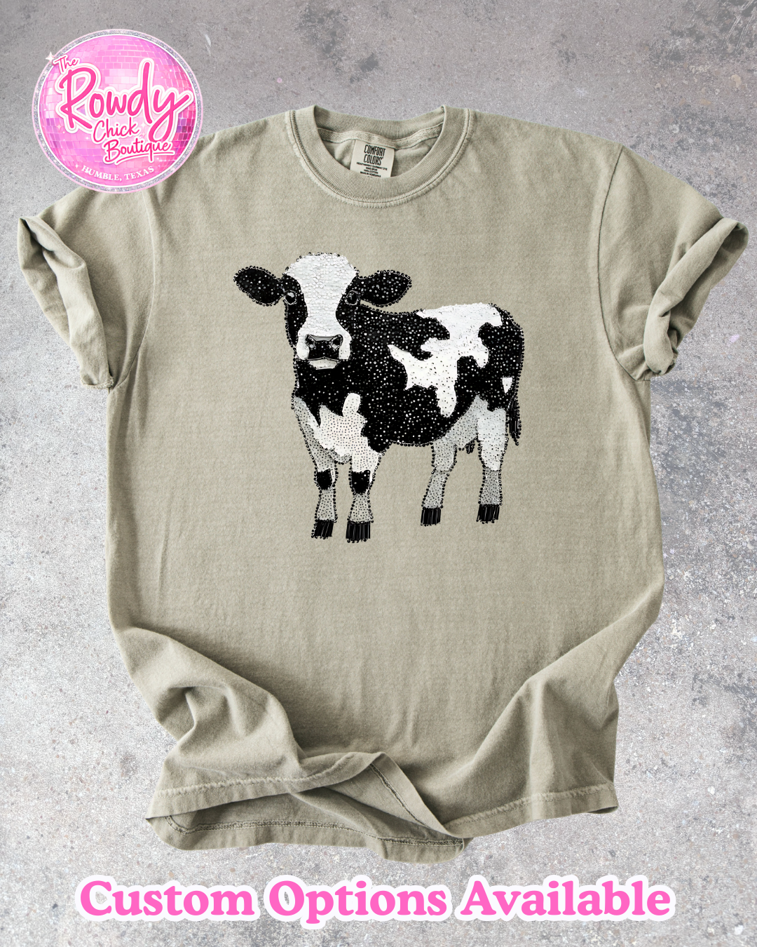 Cow "faux Rhinestone" Rowdy Tee