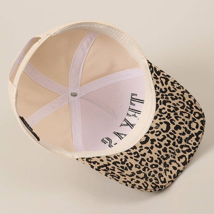 TEXAS Embroidery Leopard Two-Tone Trucker Hat: Leopard - Brown / ONE SIZE