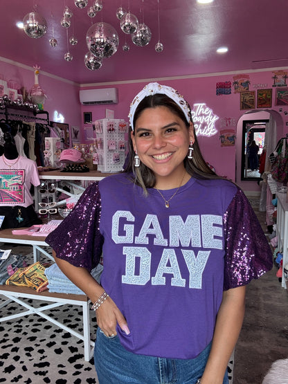 Game Day Sequin Blouse: Purple