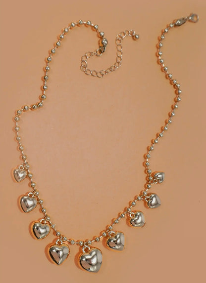 Puff chunky heart necklace