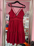 SALE: Maroon Cross-back Ruffle Dress
